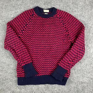 Rogers Peet Company Mens Small Red Navy Australia 100% Wool Sweater Vintage Knit